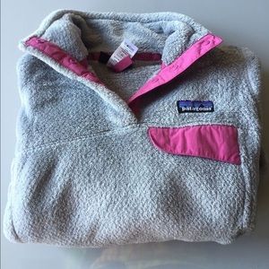 GREY AND PINK FLEECE SNAP PULL-OVER PATAGONIA